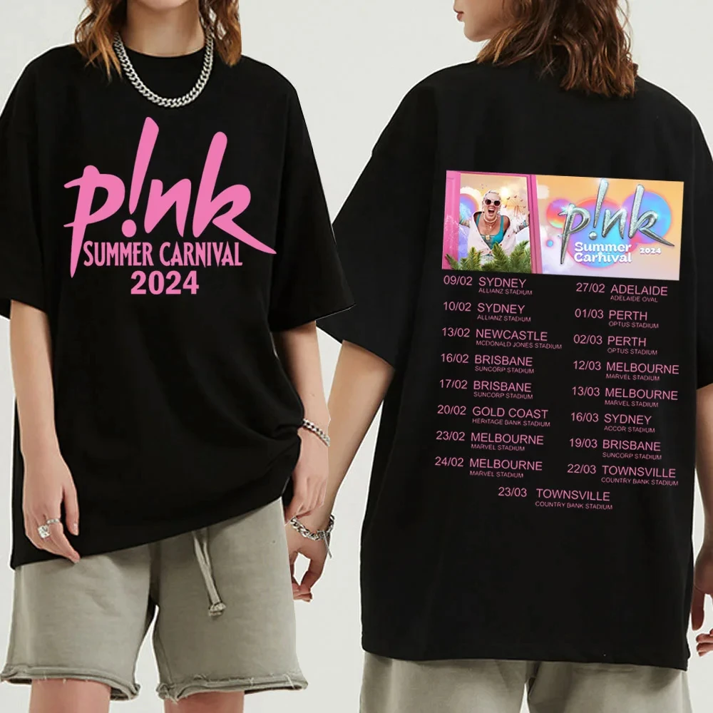 Pink Singer Summer Carnival 2024 T-Shirts Unisex Harajuku O-Neck Short Sleeve Shirts P!nk Fans Gift