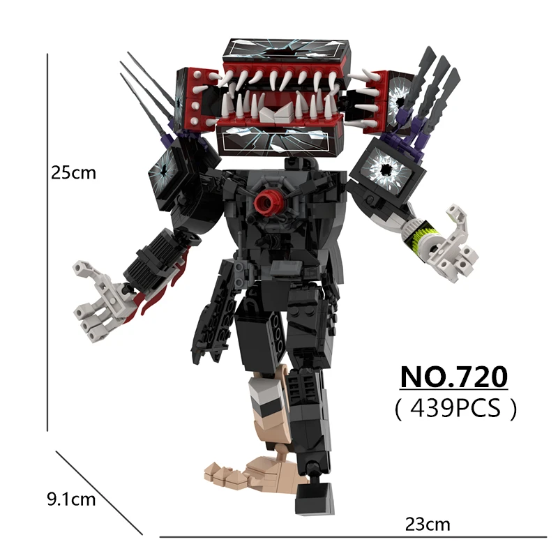 439PCS New Skibidi Toilet Series Mutated Titan Zombie TV Man Building Blocks Set DIY Bricks Decor Toys For Boys Christmas Gifts