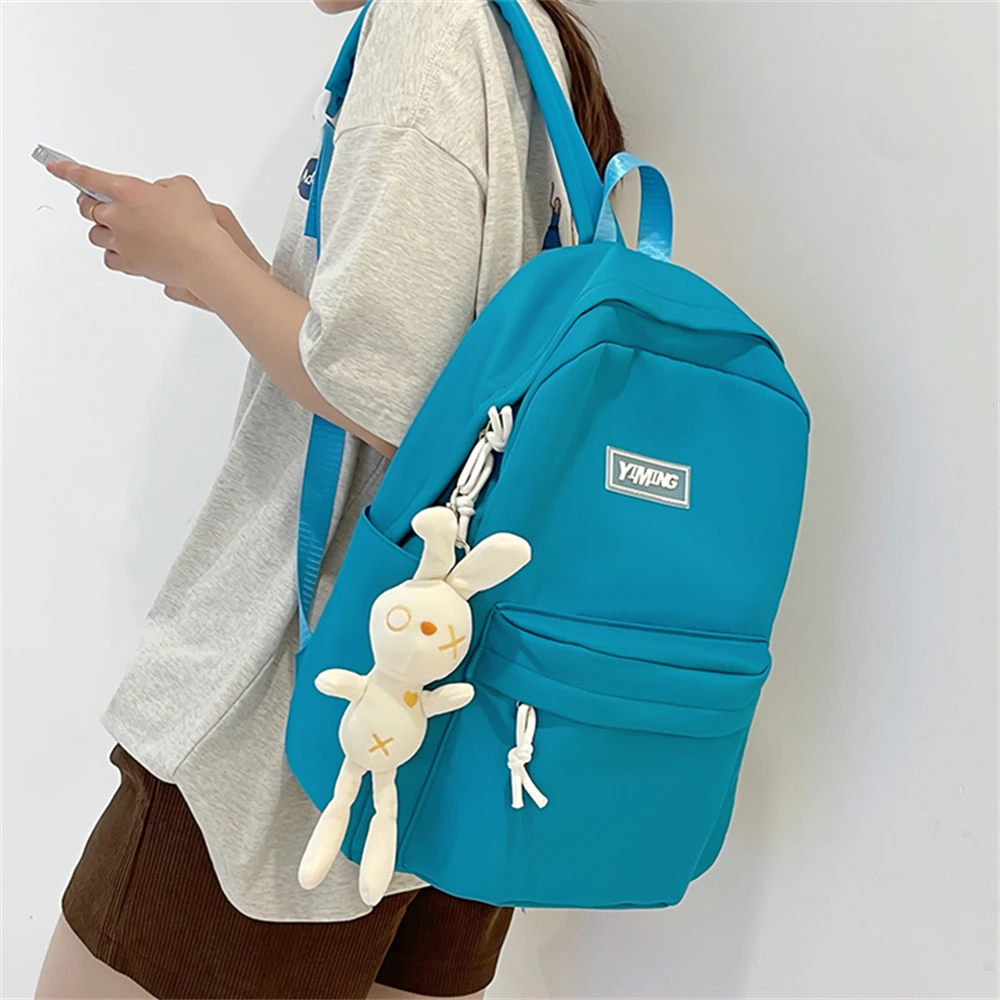 Mochila de gran capacidad para Mujer, Bolso de nailon de alta calidad para ordenador portátil juvenil, Color sólido, a la moda, novedad