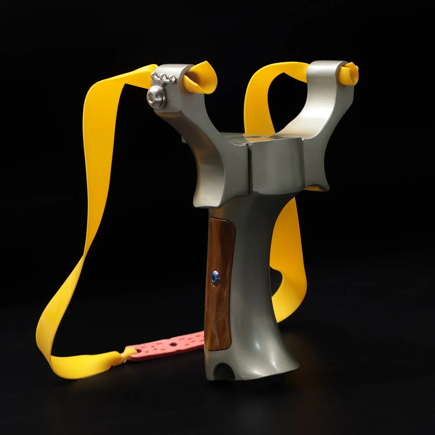 

High-quality Aerospace Aluminum Wood Grain Metal Slingshot Professional Competitive Shooting Slingshot For Precision Shooting