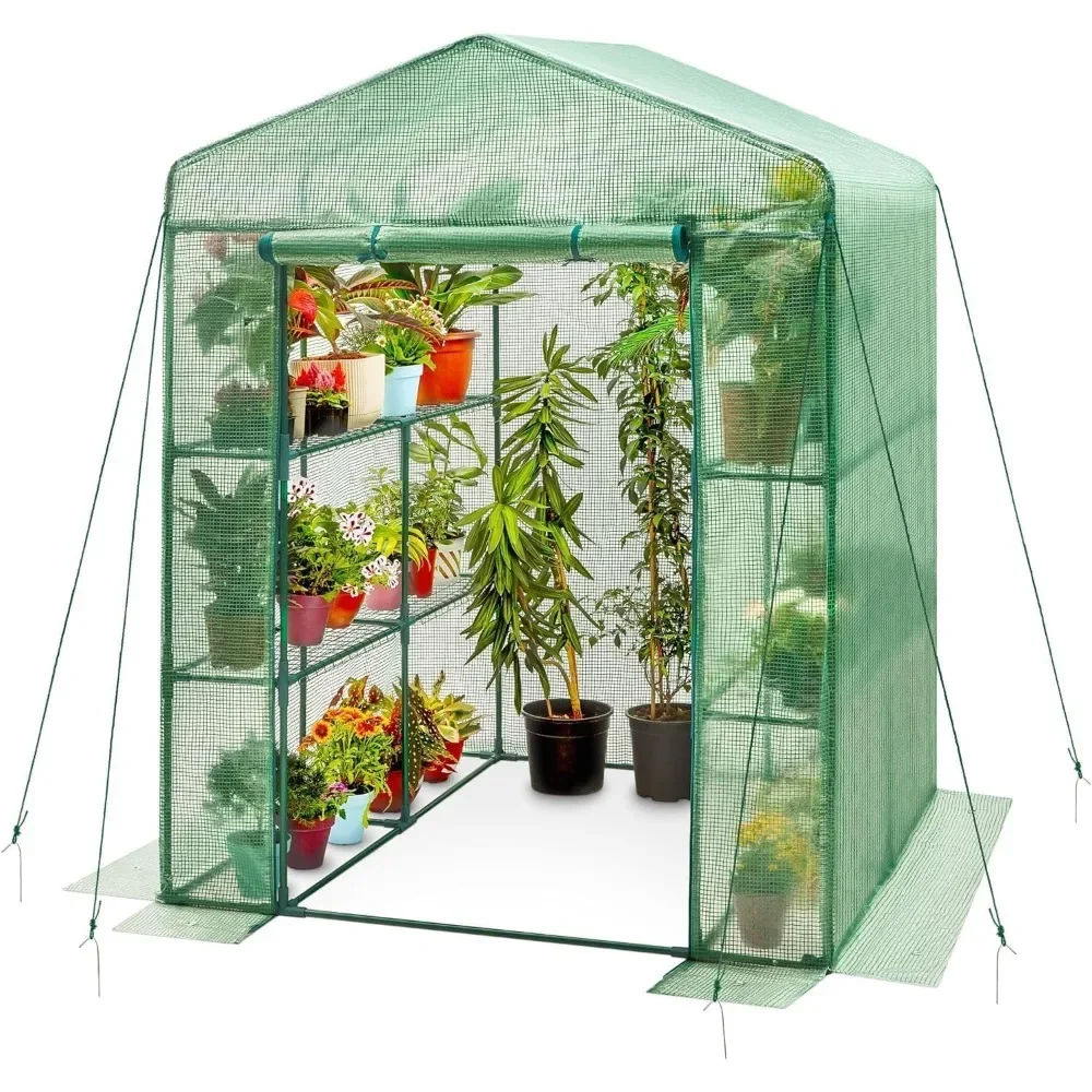 

Walk in Greenhouse, Steel-Frame Greenhouse, Anti-Tear Cover, Greenhouse Shelves, 56x56x77 Inch Large Greenhouse, Outdoor Greenho