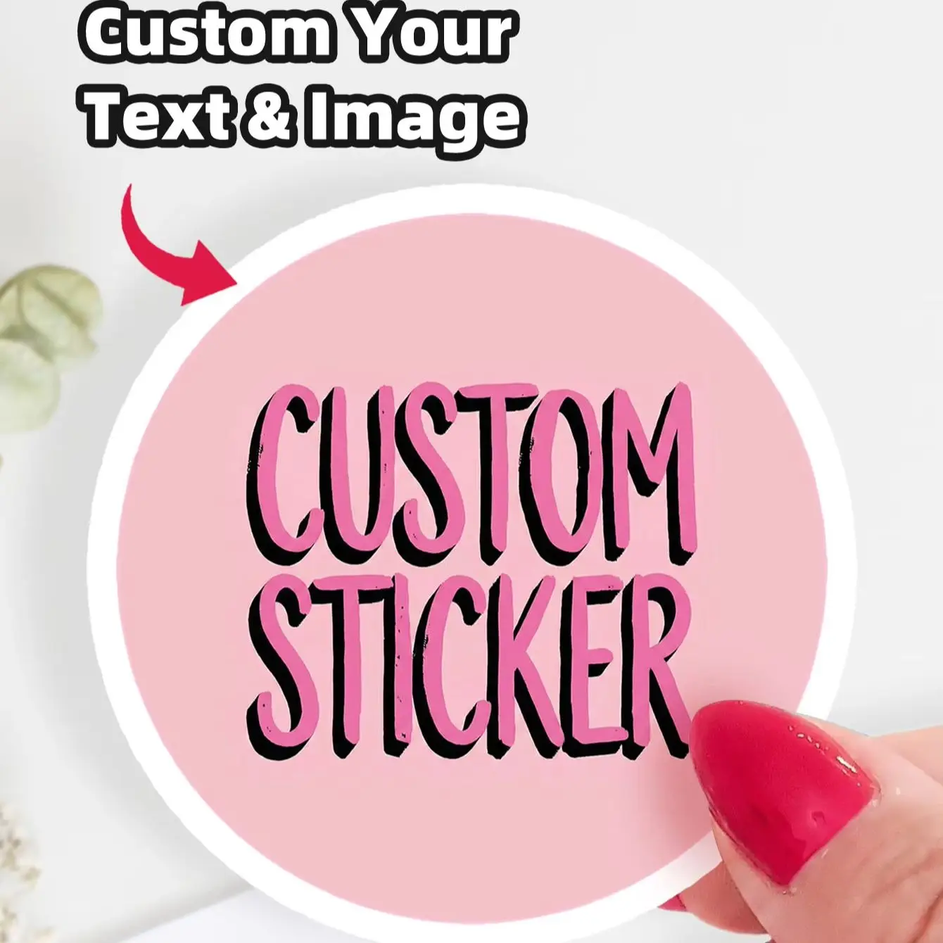 1-100PCS Custom Round Waterproof Oil-Proof Stickers Labels for Envelopes, Gift Boxes, Planners, Lockers, Candy Bags