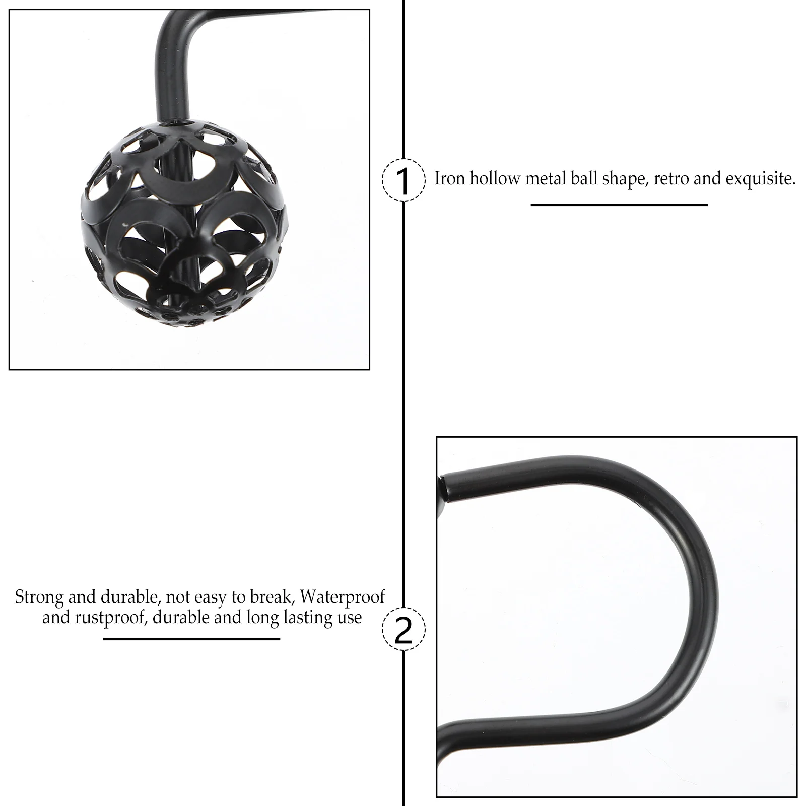 

12 Pcs Shower Curtain Hooks Chrome Stainless Bathroom with Curtains Rod Accessory Clips Sturdy Hanger Iron Plating Clasps