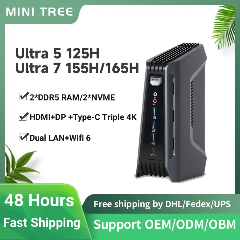 인텔 코어 울트라7 155H/165H 미니 PC 32GB DDR5 1TB NVME 윈도우11 미니 게이밍 PC Arc 그래픽 데스크탑 미니 컴퓨터 썬더볼트 4