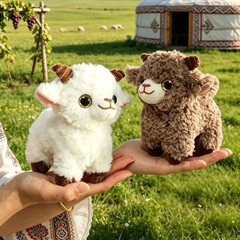 Soft Fluffy Xinjiang Sheep Stuffed Keychain Adorable Plush Bag Pendant Small New Year Mascot Gift for Boys