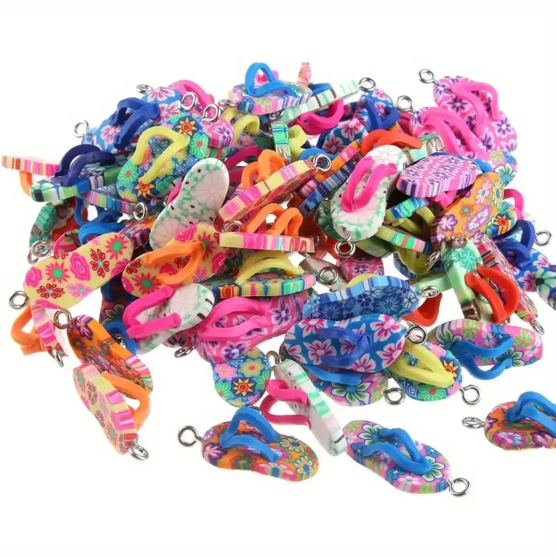 10 sztuk Mini Flip Flop glina Bedas Flip Flop Charms kolorowe Mini kapcie Charms dla kobiet tworzenia biżuterii akcesoria naszyjnikowe