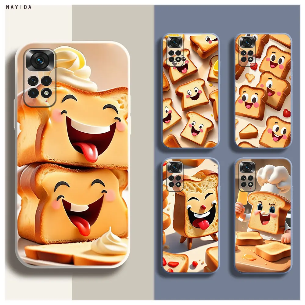 Soft Silicone Phone Case For Xiaomi Redmi Note 12 11 12S Pro Plus 12c 11a 4G 5G Original Cover Cartoon baked toast