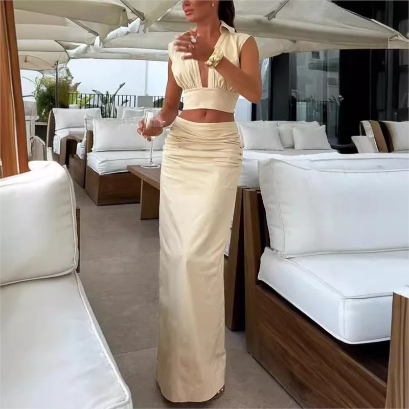 

summer New 2 piece sets woman outfit 2025 fashion sexy Tops+holiday party long skirt two piece outfits woman sets outfits