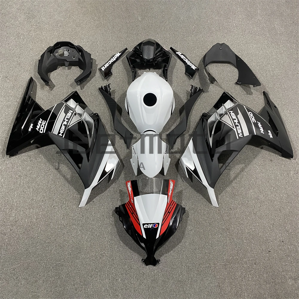 For EX300 Ninja250 Ninja300 2013-2017 Injection ABS Plastics Full Fairings Kit Mold Replace Accessories Black White M