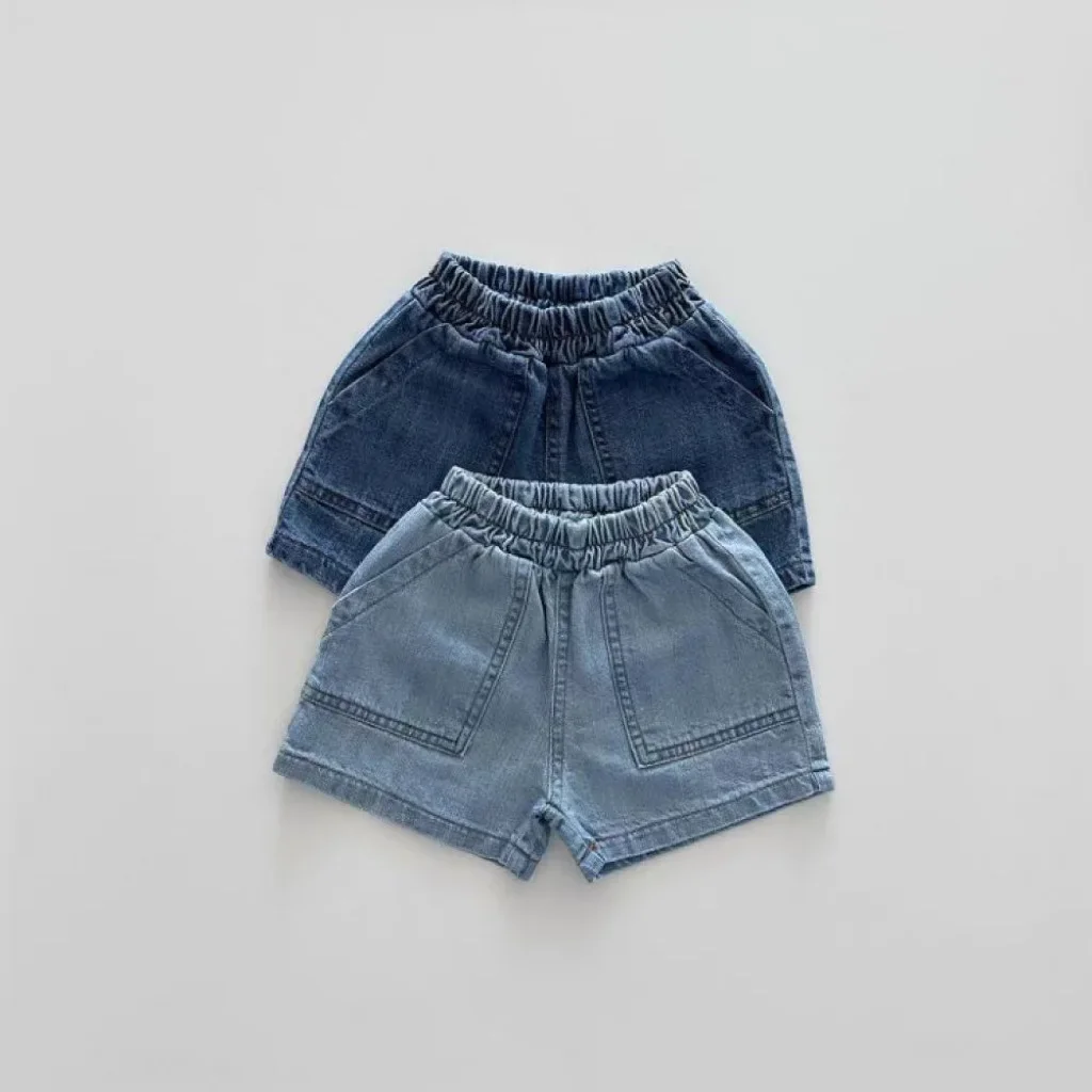 

2025 New Baby Denim Shorts Solid Large Pocket Toddler Boy Fashion Versatile Short Jeans Infant Girl Casual Pants Baby Clothes