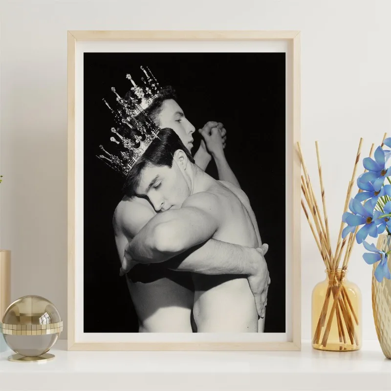 Two Men Dancing Photo Gay Love Lesbian Sexy Body Posters and Prints Canvas Printing Wall Art Picture for Living Room Decor Gifts