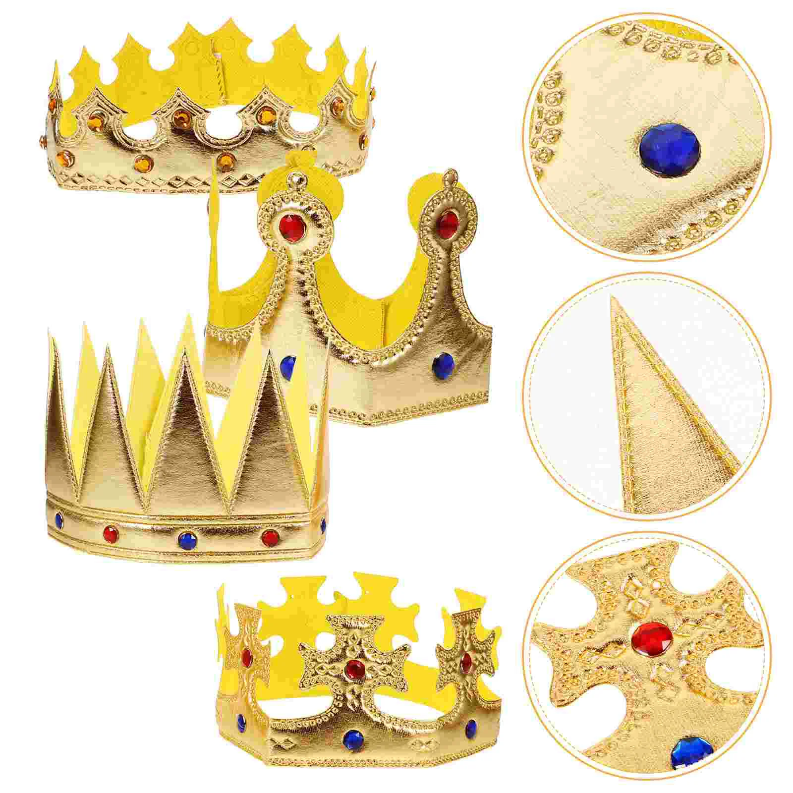 

4 Pcs King Crown Headband Cosplay Birthday Boy The Felt Crowns for Kids Polyester Child