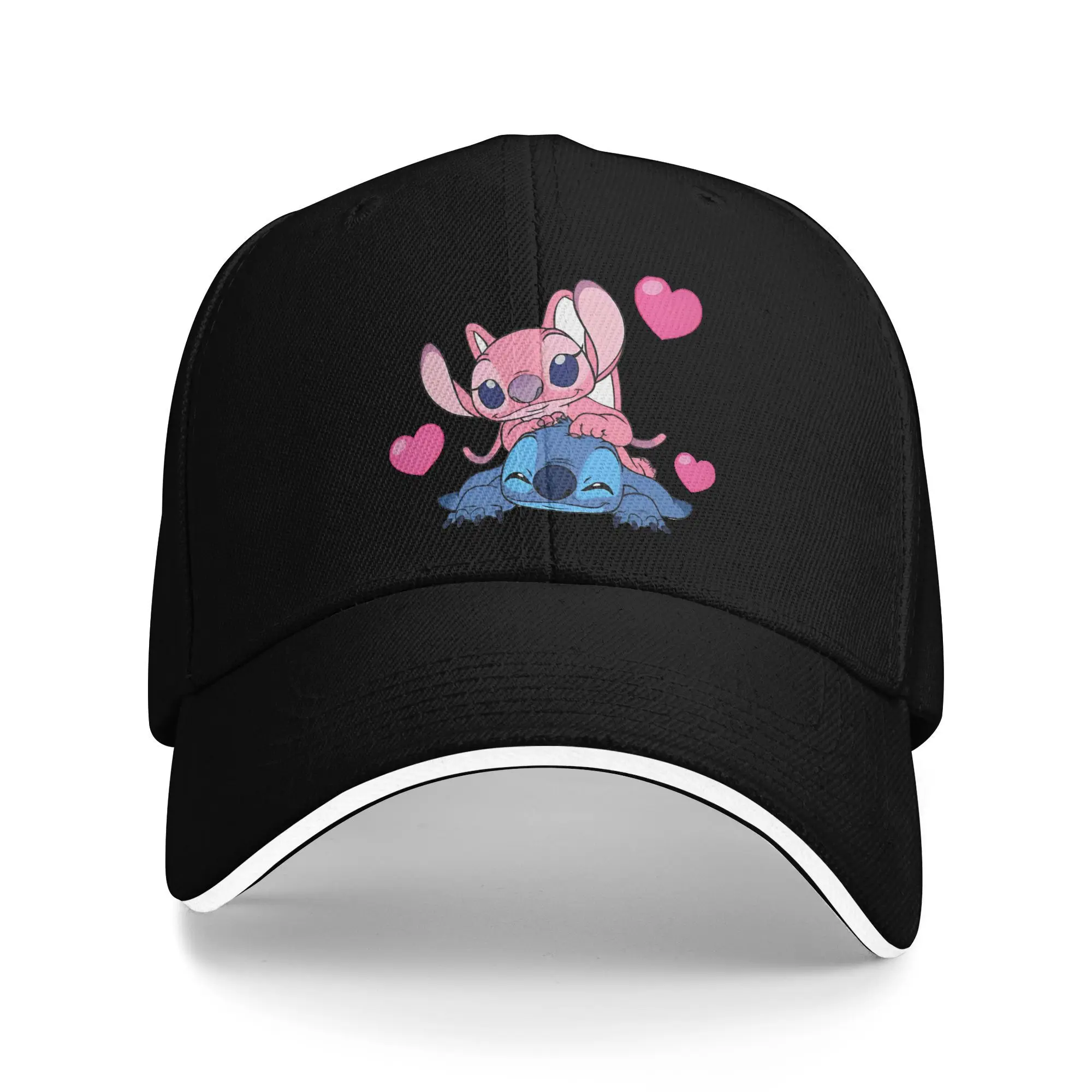

Cute Stitch & Angel Baseball Caps Hip Hop Cartoon Sandwich Hats Unisex Adjustable Dad Hat Outdoor