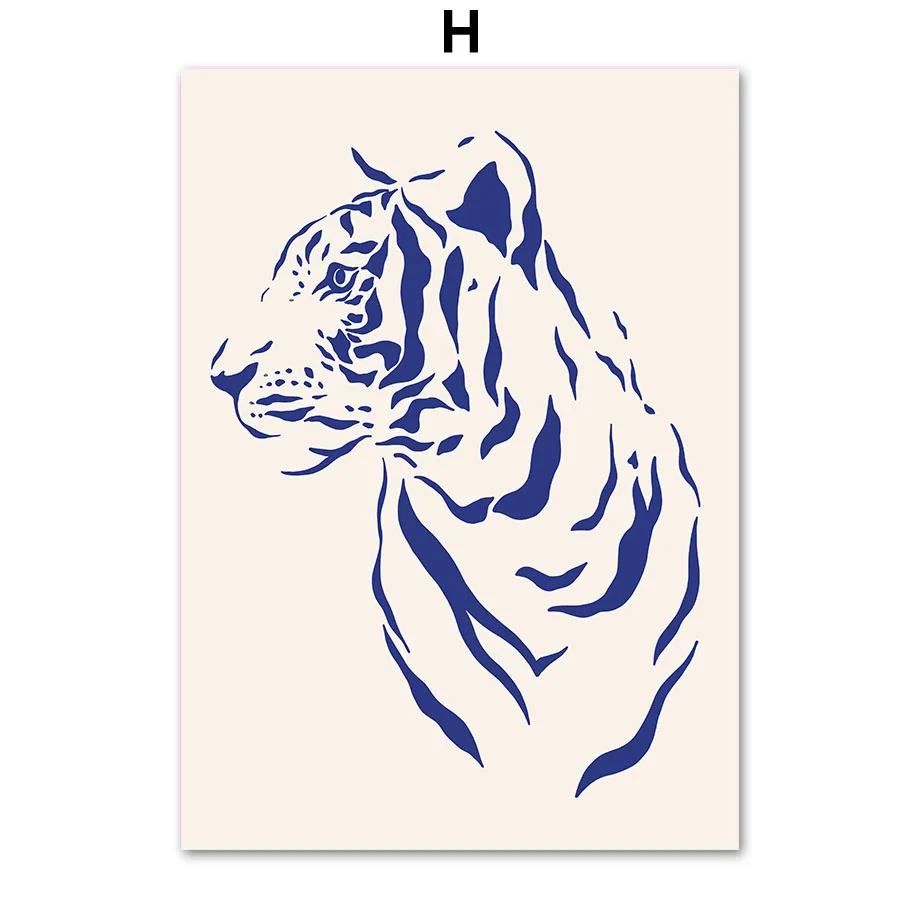 الاسكندنافية الحد الأدنى جدار الفن الأزرق ماتيس ليوبارد معرض المعرض الحديث HD المشارك يطبع غرفة نوم المنزل غرفة المعيشة ديكور