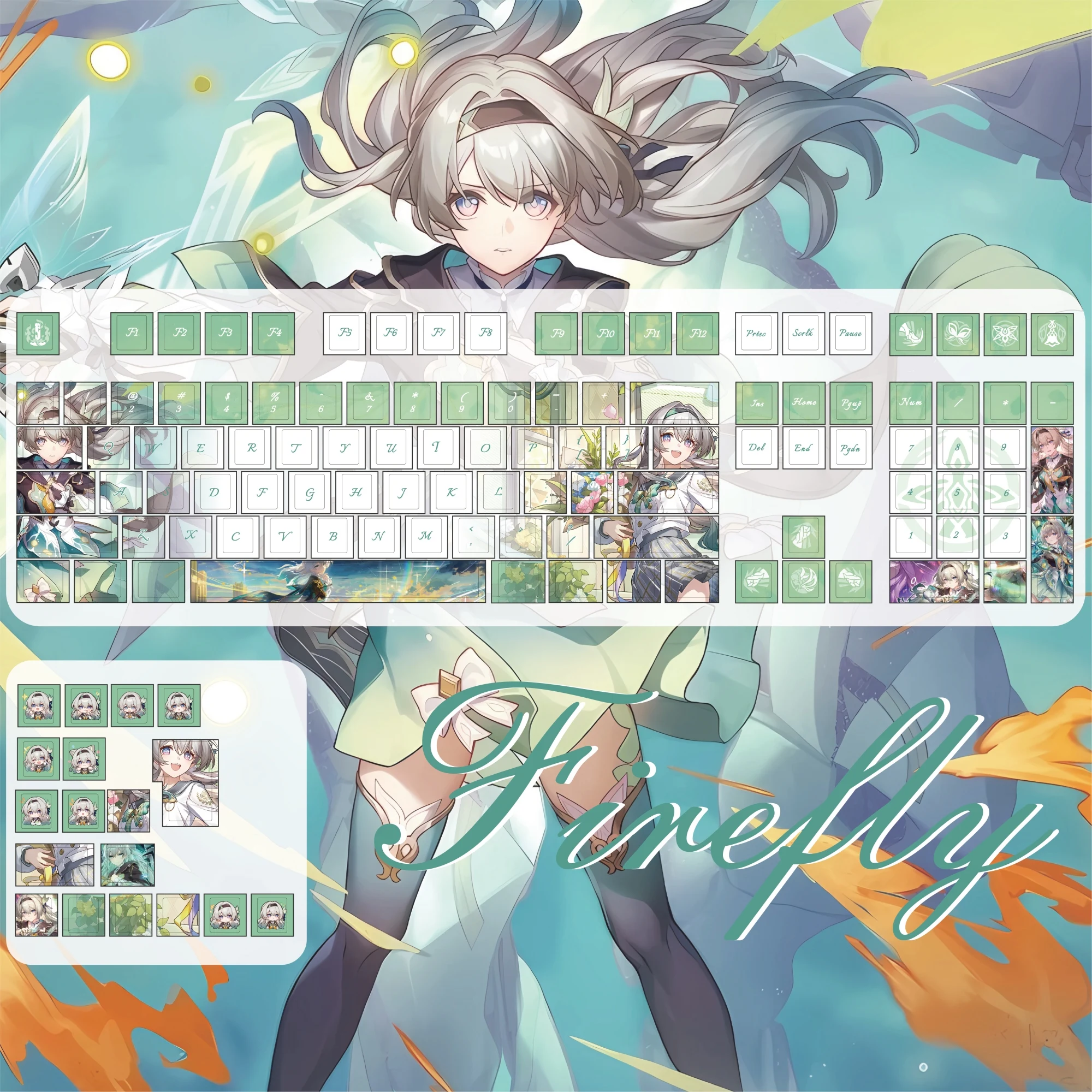 

MAIMOOO Firefly колпачки для клавиш Cherry Profile Honkai: Star Rail мультфильм аниме игровой колпачок PBT пользовательские зеленые механические колпачки для клавиатуры