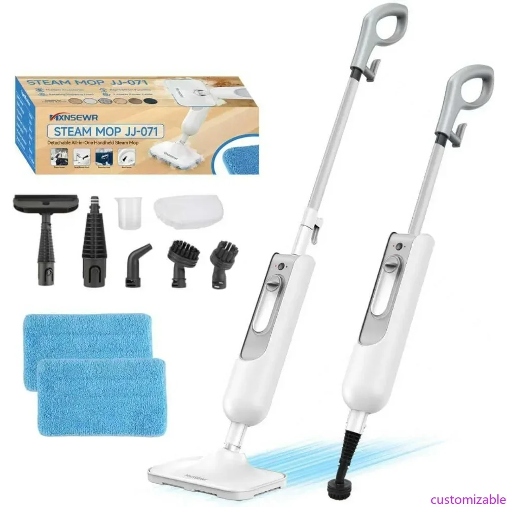 

Многофункциональная паровая швабра 3-в-1: Мощный ручной отсоединяемый очиститель для пола с регулируемой мощностью пара и резервуаром для воды 380 мл