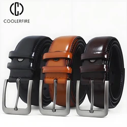 PU leather belts for men luxury designer high quality fashion style vintage brown cowboy male belt casuel for male ND005
