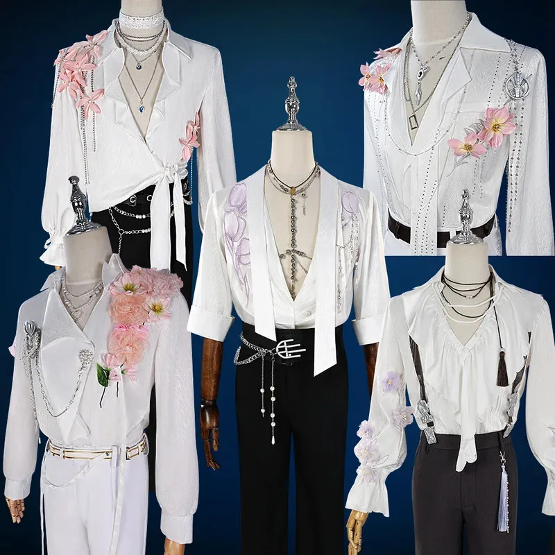 

Love and Deepspace Cosplay Costume Zayne Caleb Rafayel Spring and Flower White Shirt Necklace Chain For Men Women Bpys Halloween