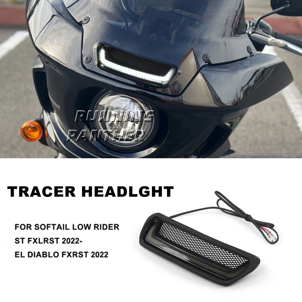 

2022-2024 NEW Motorcycle White Tracer Headlight Vent Accent LED For Harley Softail Low Rider ST/El Diablo FXRST/FXLRST