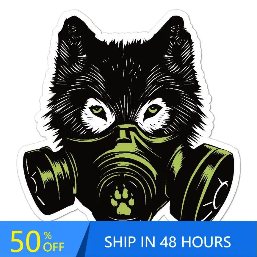 

Wolf Gas Mask, Sticker, Vintage Window Laptop Bumper Car Waterproof Vinyl Decal Decoration Trendy Cool Aesthetic Funny Cute