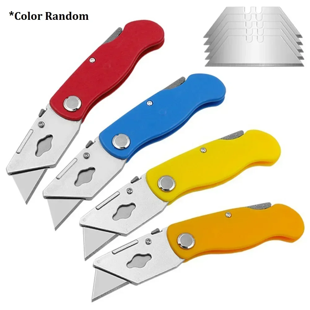 Utility Knifes Electrician Retractable Sharp--Cut Heavy Duty Folding Knifes Aluminum Plastic Handle Blade With Lock Portable Set