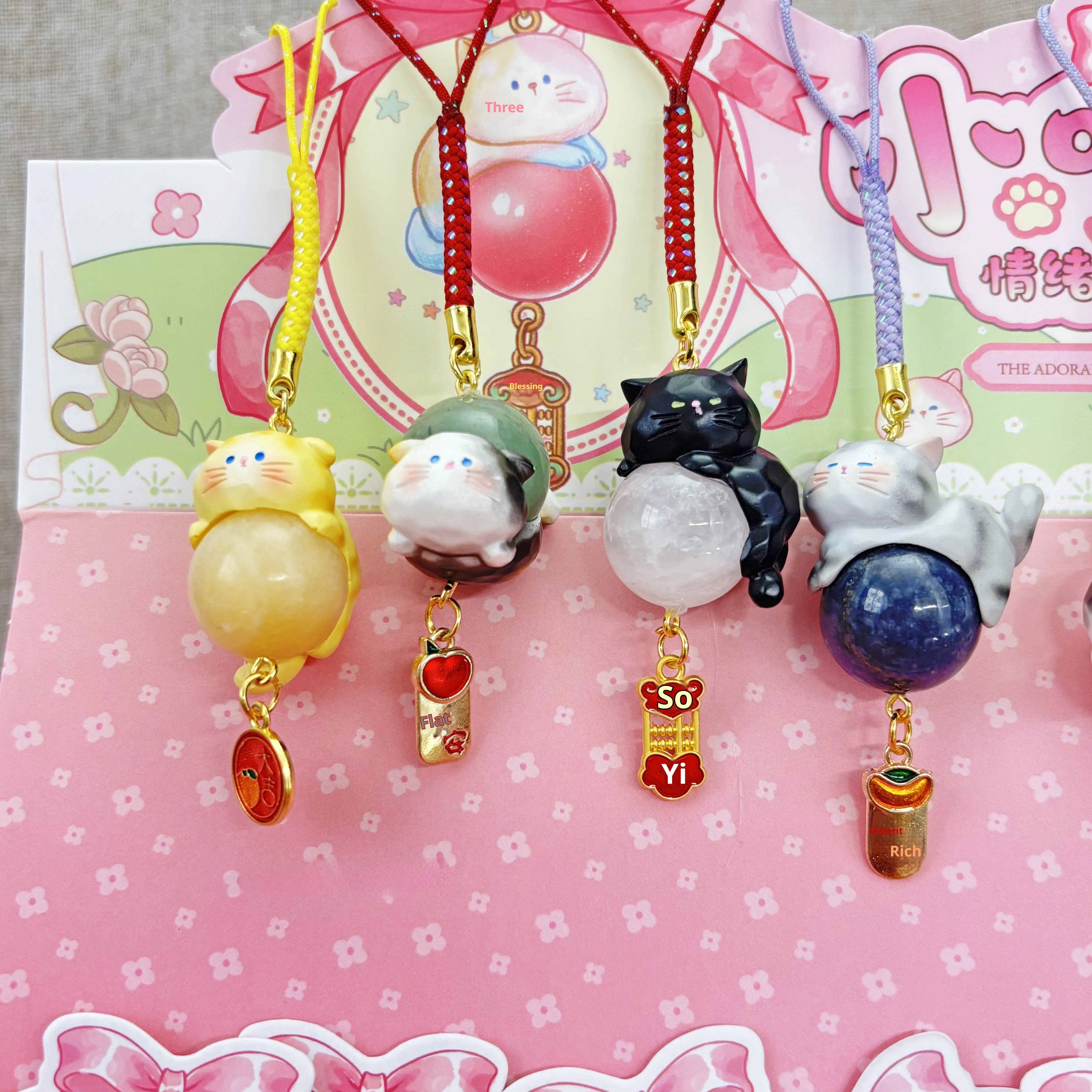 New Cute Lucky Cat Crystal Blind Box Keychain Mini Natural Stone Pendant Bag Accessory Birthday Gift For Girls Young Women Gift - view 4