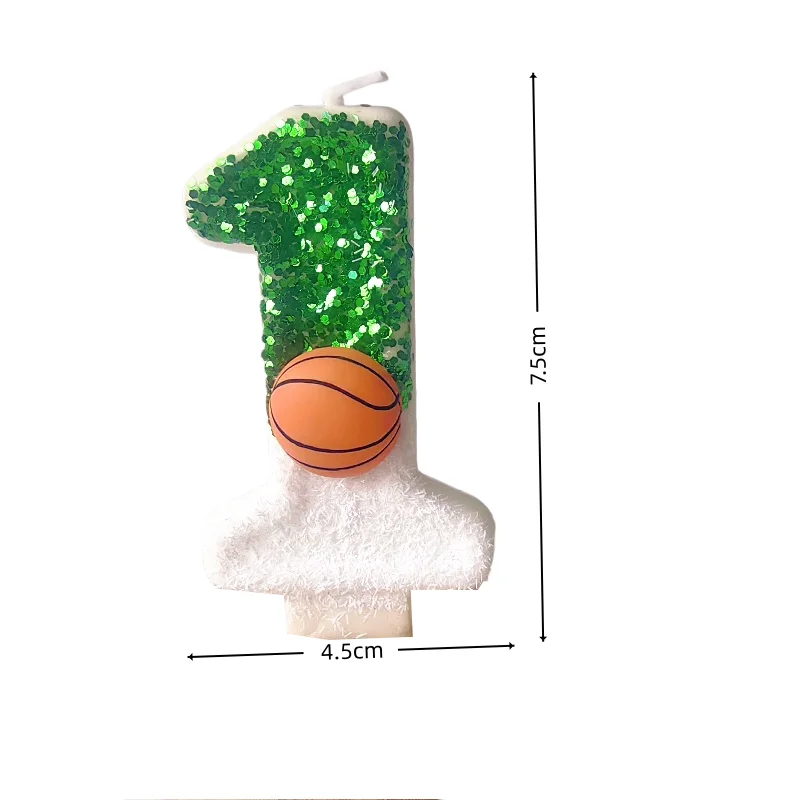 New 0-9 Number Birthday Candles Original Green and White Basketball Digital Party Candle Decoration