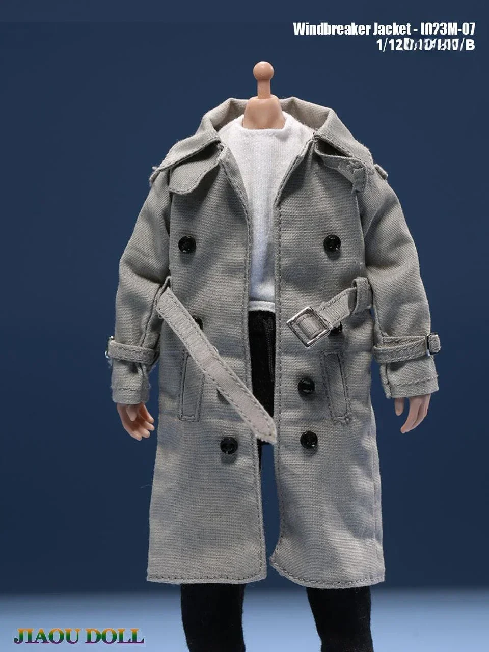 

Handmade 1/12 Scale Male Women Soldier Double-Breasted Trench Coat with Belt Clothes Model for 6 Inch Action Figure Body