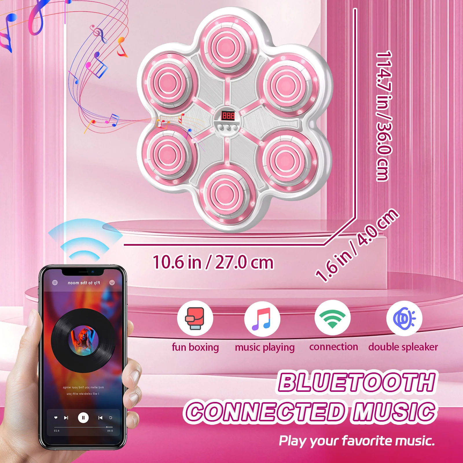 Objetivo de perforación montado en la pared con música inteligente: interacción entre padres e hijos, el regalo de cumpleaños perfecto para niños mayores de 3 años