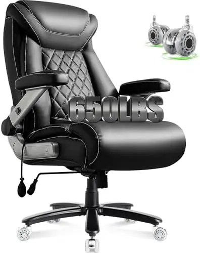 Big & Tall Office Chair 650lbs, Adjustable Lumbar Airbag, Extra Wide, Heavy Duty Gaming Chair