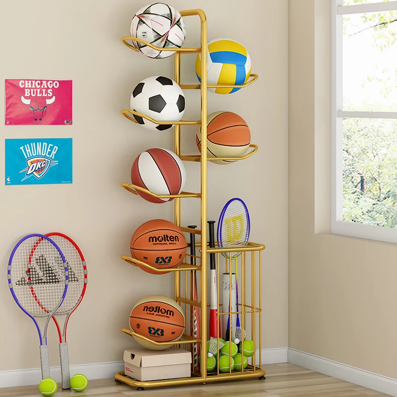 

8 Tier Wall Mounted Basketball Rack, Vertical Football Holder, Soccer Stand, Ball Rack with Basket for Garage, Tool Room