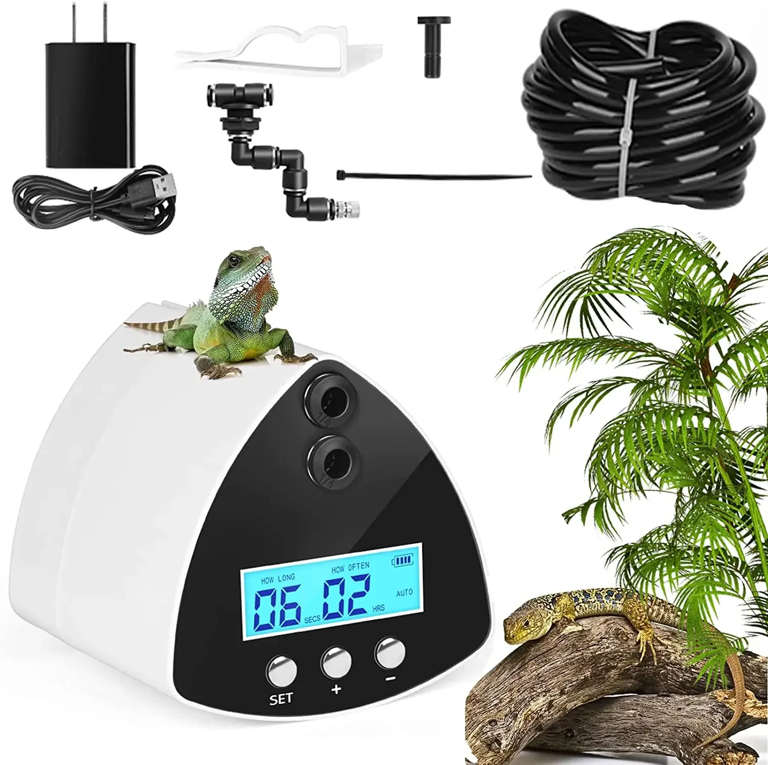 

Reptile Misting System Automatic Intelligent Reptile fogger terrariums Humidifiers Smart Timing Rainforest with Spray Nozzle