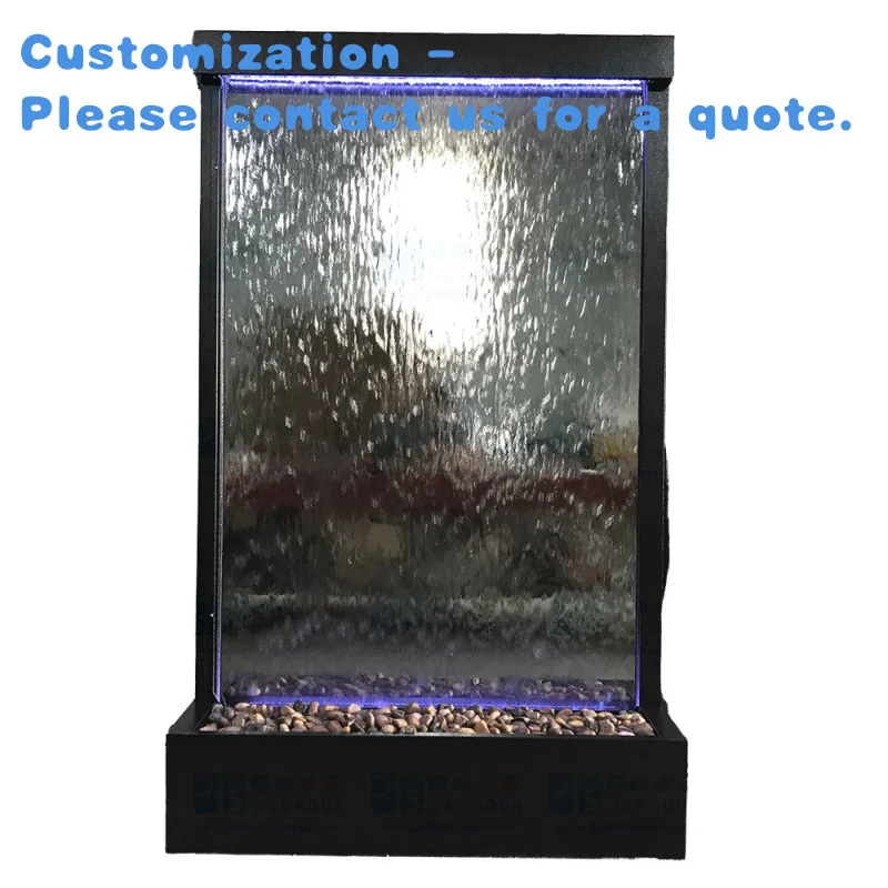 

custom.2M Indoor Waterfall Tempered Mirror Glass Features 1.22*2M Powder Coated 201 Stainless Steel Metal Floor Garden Orn