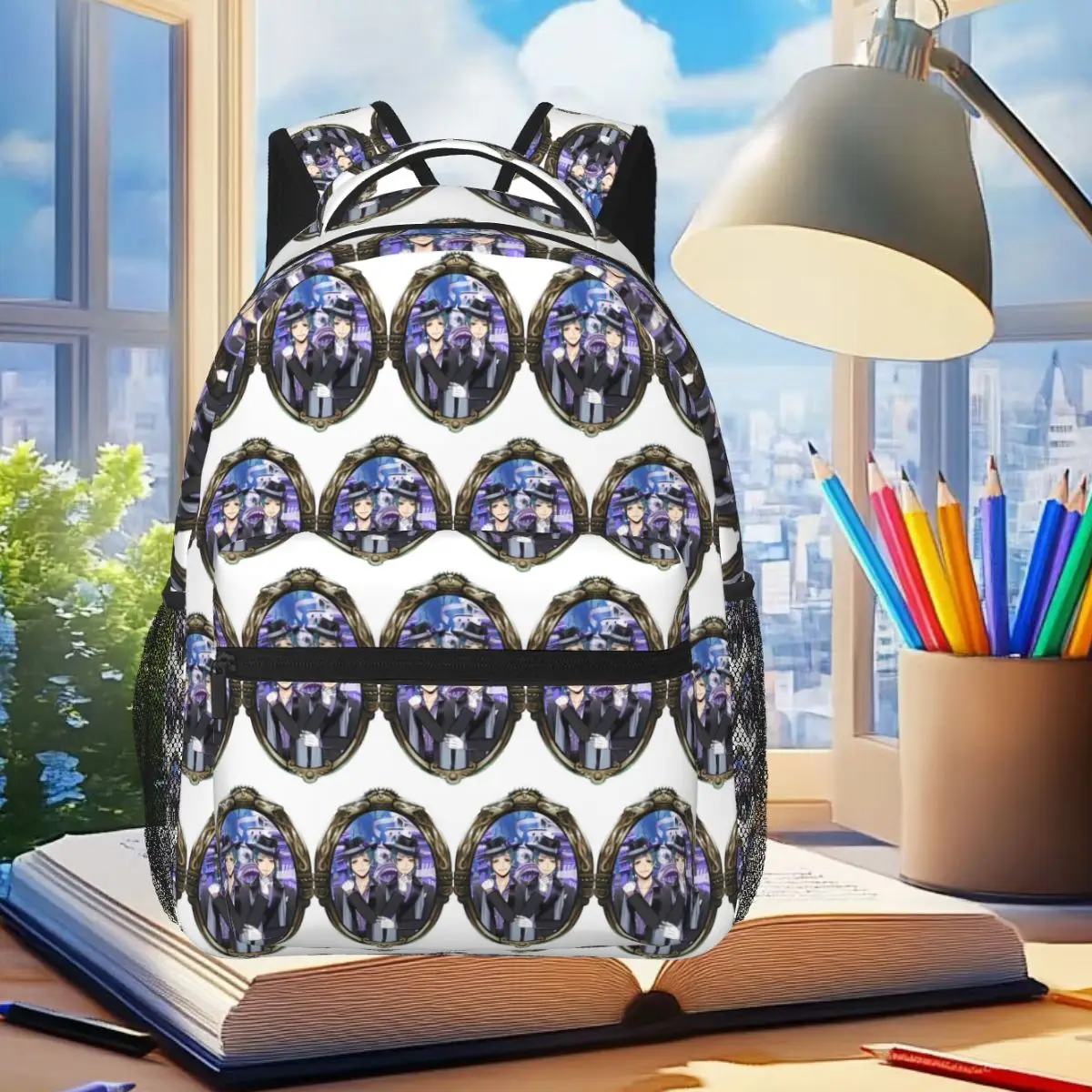 

Floyd Leech And Jade Leech (Twisted Wonderland) Backpack Student Boys Girls BookBag Children School Bag Computer Shoulder Bags