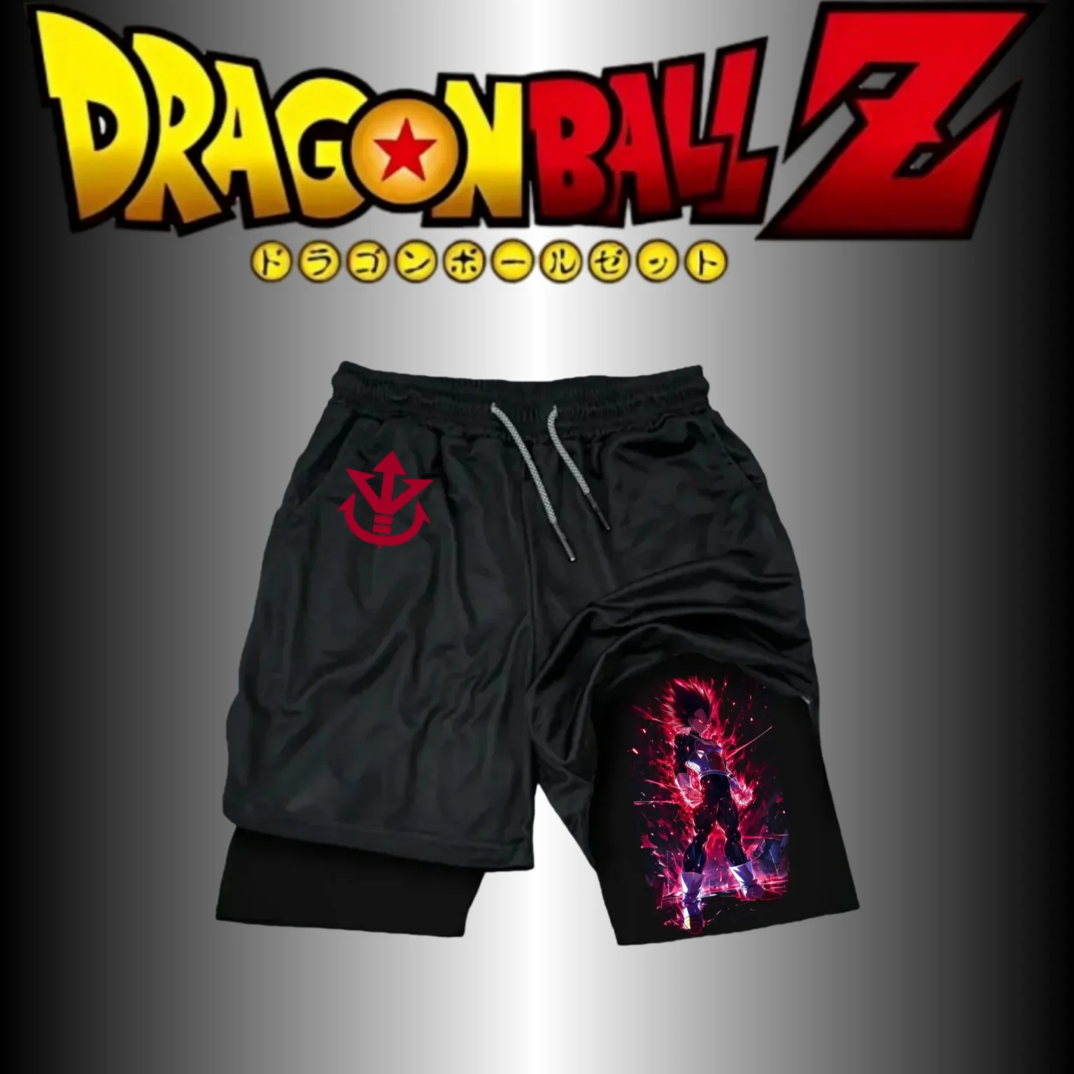 

Dragon Ball Anime Peripheral Goku Vegeta Printed Sport Double-layered Shorts, 100% Pure Cotton Fake Two-piece Shorts for Summer