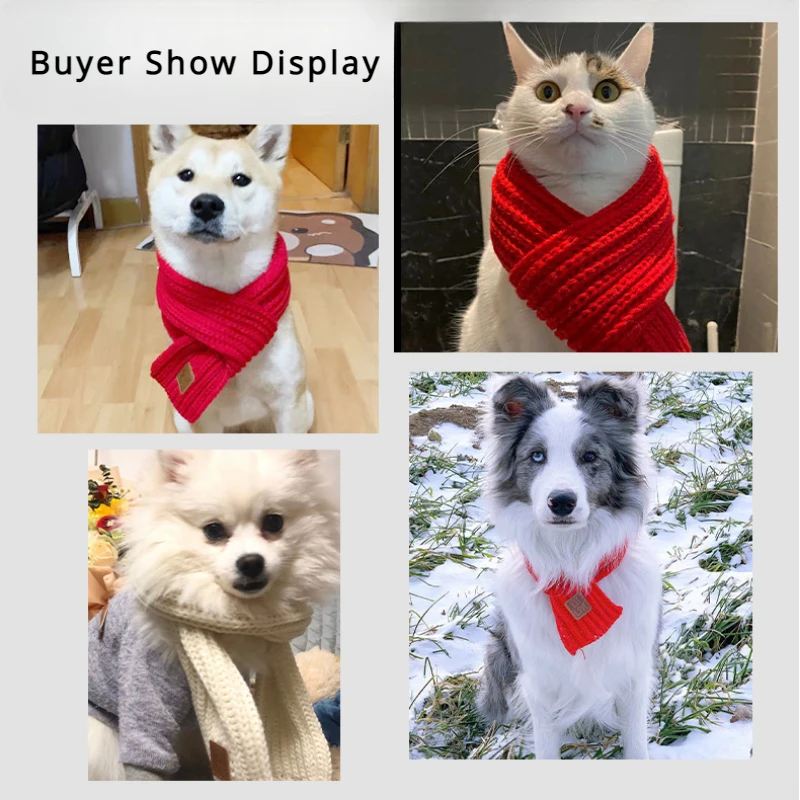 Dog Scarf Pet Warm Knitted Scarf Poodle Teddy Scarf Kittens Puppies Winter Supplies Dogs Christmas New Year Pet Accessories