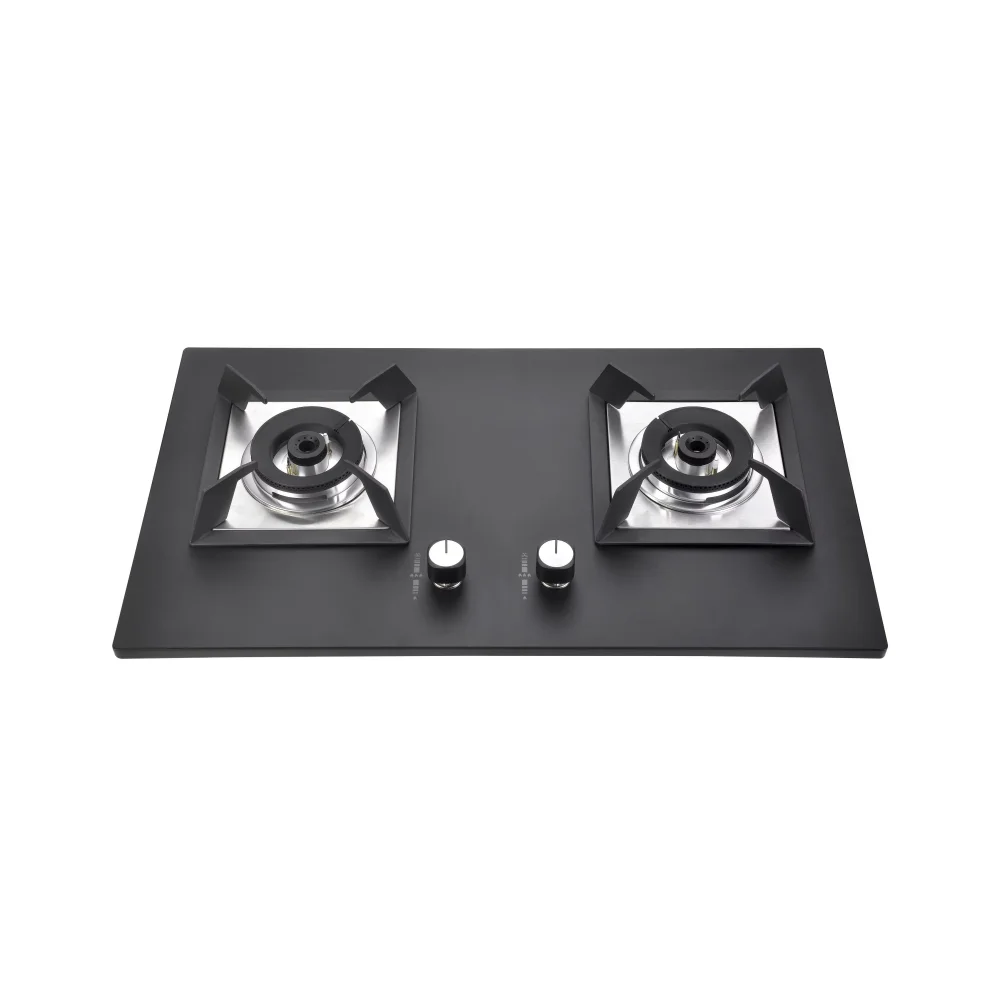 2-Burner Gas Stove - Happy Home Tempered Glass Built-in/Table Top Cooktop for Household Kitchens, Energy Efficient