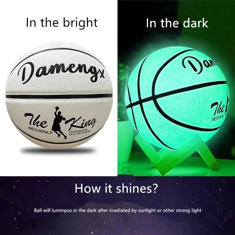 Glow In Night  Glow Basketball Size 5 Size 6 Size 7 Children Adult Student PU Soft Leather Outdoor Wear-resistant And Anti-skid