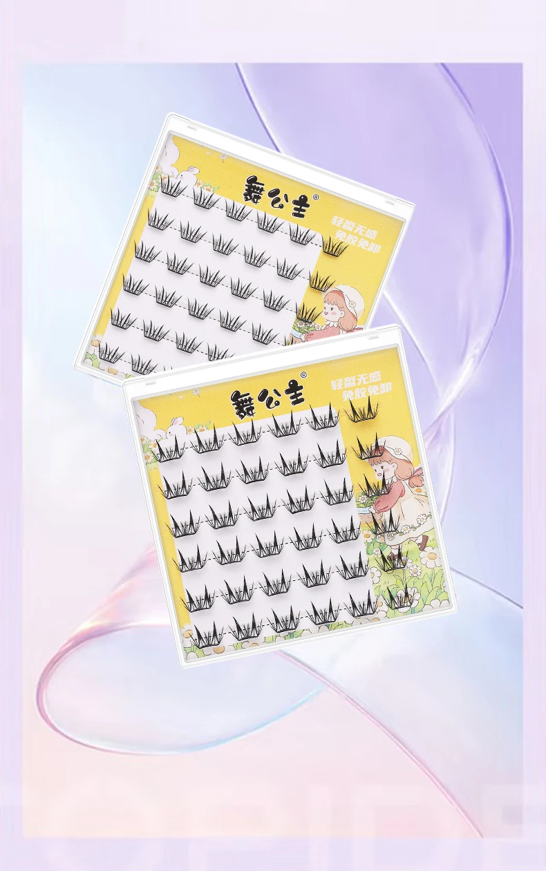 DINGSEN Selbstklebende Cluster-Wimpern, 6 Reihen, einzelne Wimpern, kein Kleber erforderlich, koreanisches Make-up, DIY-Wimpern, natürliche Wimpern – Detail 8