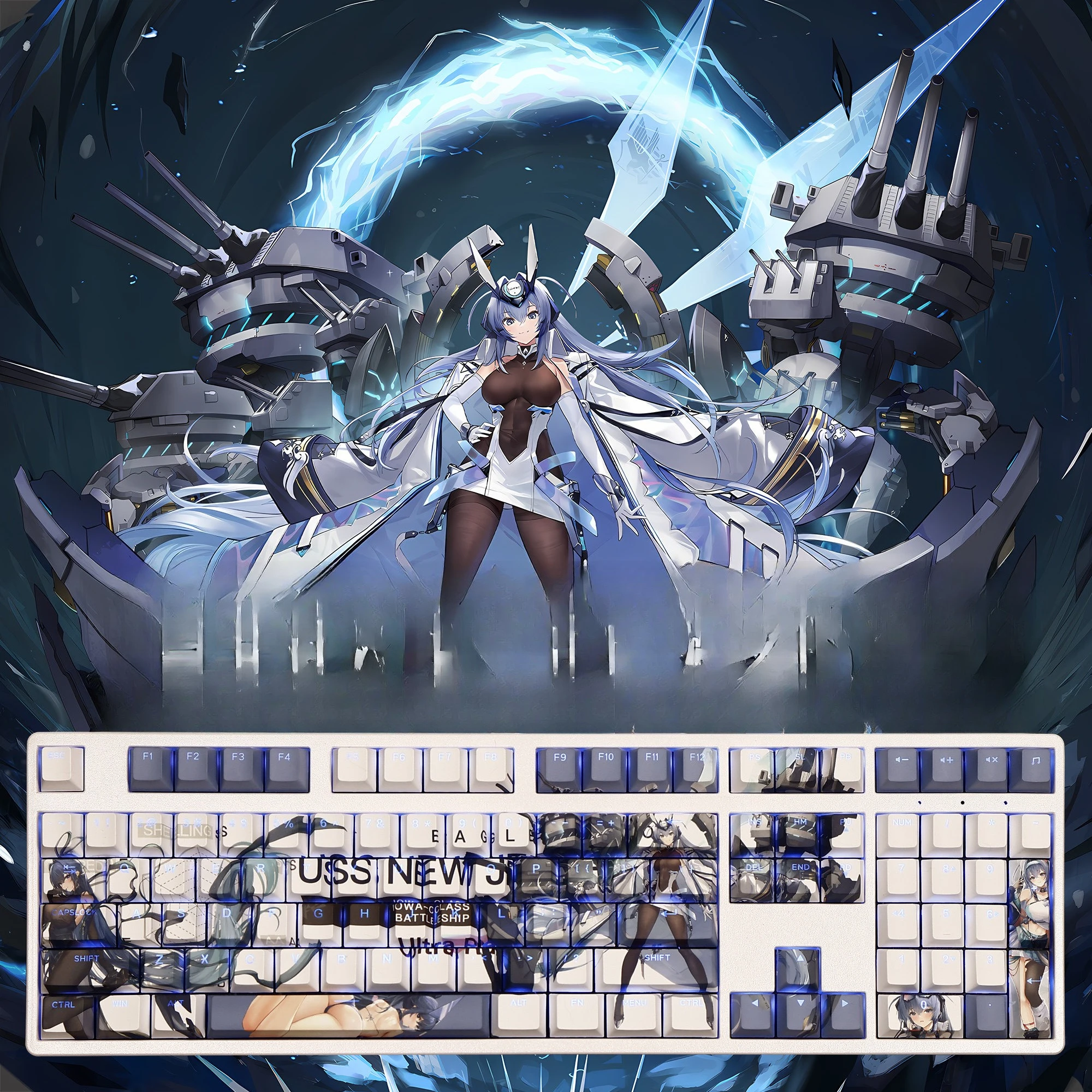 108 Keys/Set Suou New Jersey Azur Lane Sexy Girl PBT Keycaps Cherry Height for MX Switch Mechanical Keyboard Game Custom