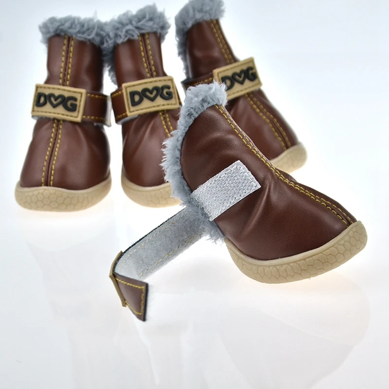 4 قطعة أحذية الكلب الشتاء أحذية مضادة للماء للكلاب المتوسطة الصغيرة الشتاء الثلوج الأحذية للكلاب الدافئة تشيهواهوا تيدي جرو الأحذية #5