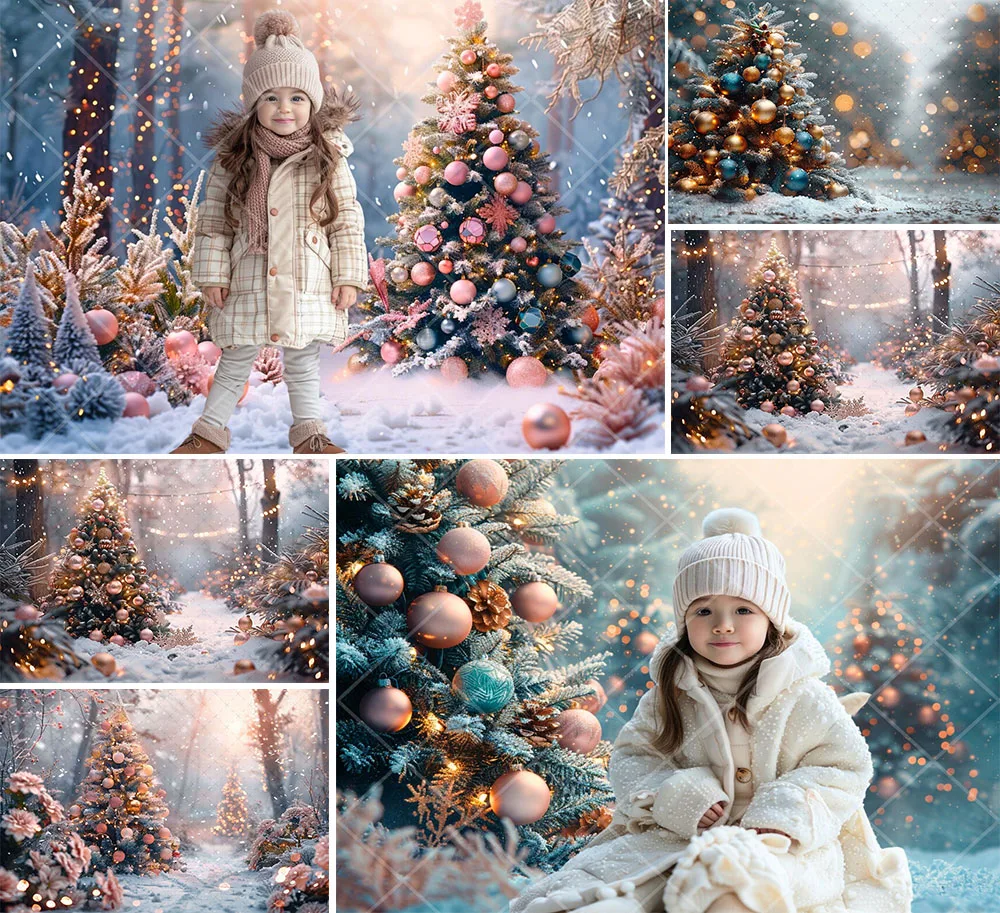 Mehofond Photography Background Christmas Forest Winter Wonderland Xmas Tree Kids Family Portrait Decor Backdrop Photo Studio