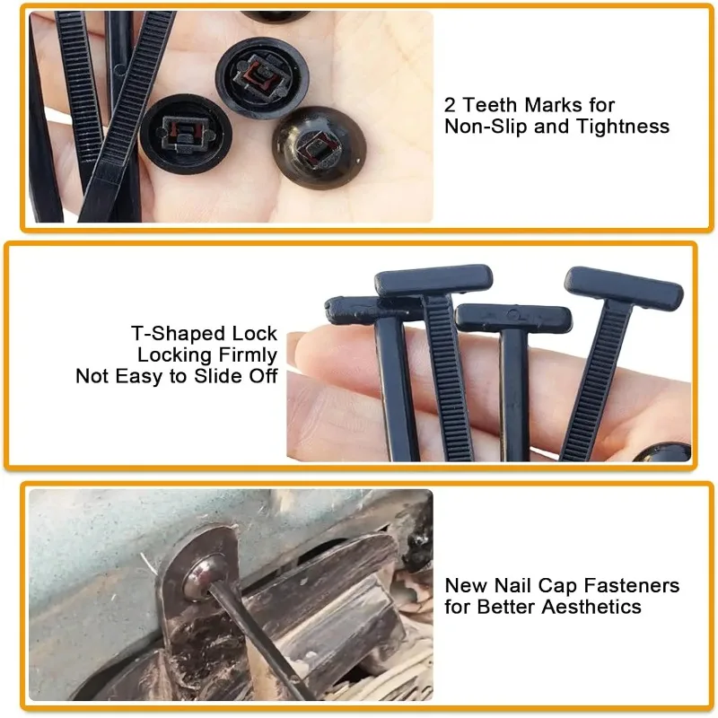 100-1000set Heavy Duty Zip Ties Plastic Cable Tie Buckle Nylon UV Resistant Cable Tie Clips, For Car Fender Mudguard Fasteners