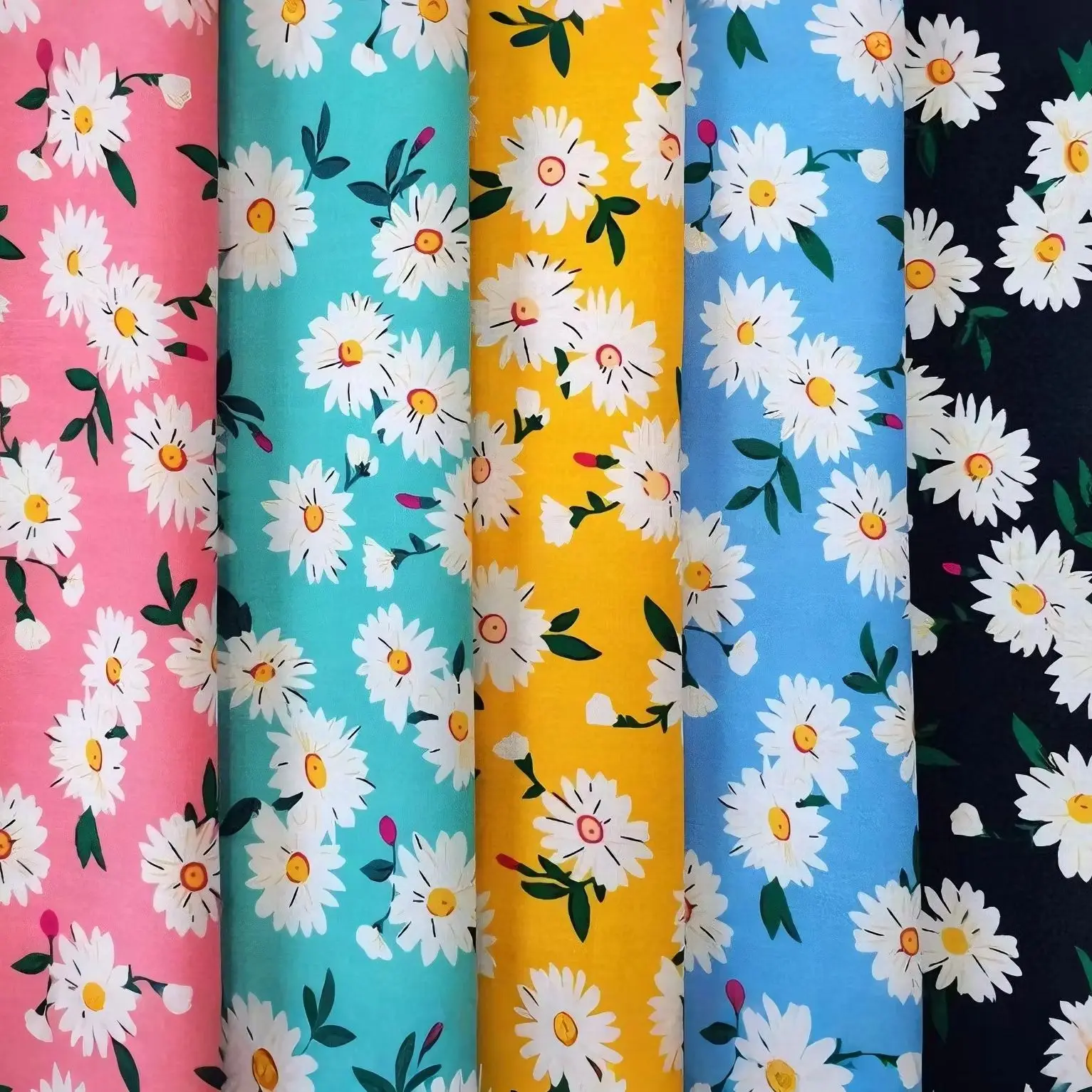 

Daisy Flowers and Plants 100% Cotton 40S Like Liberty Fabric Digital Printed For Sewing Cloth Dress Skirt Kids Designer Poplin