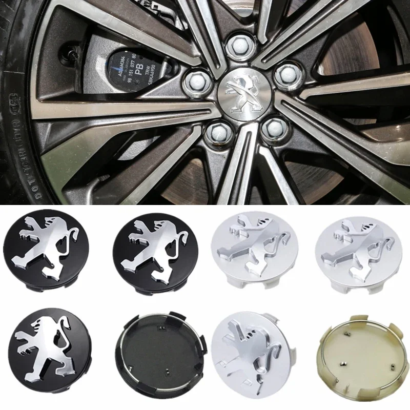 4pcs/set 60mm Wheel Center Caps Hub Cover for Peugeot Logo 307 408 207 205 206 407 107 308 4008 507 508 5008 301 Car Accessories