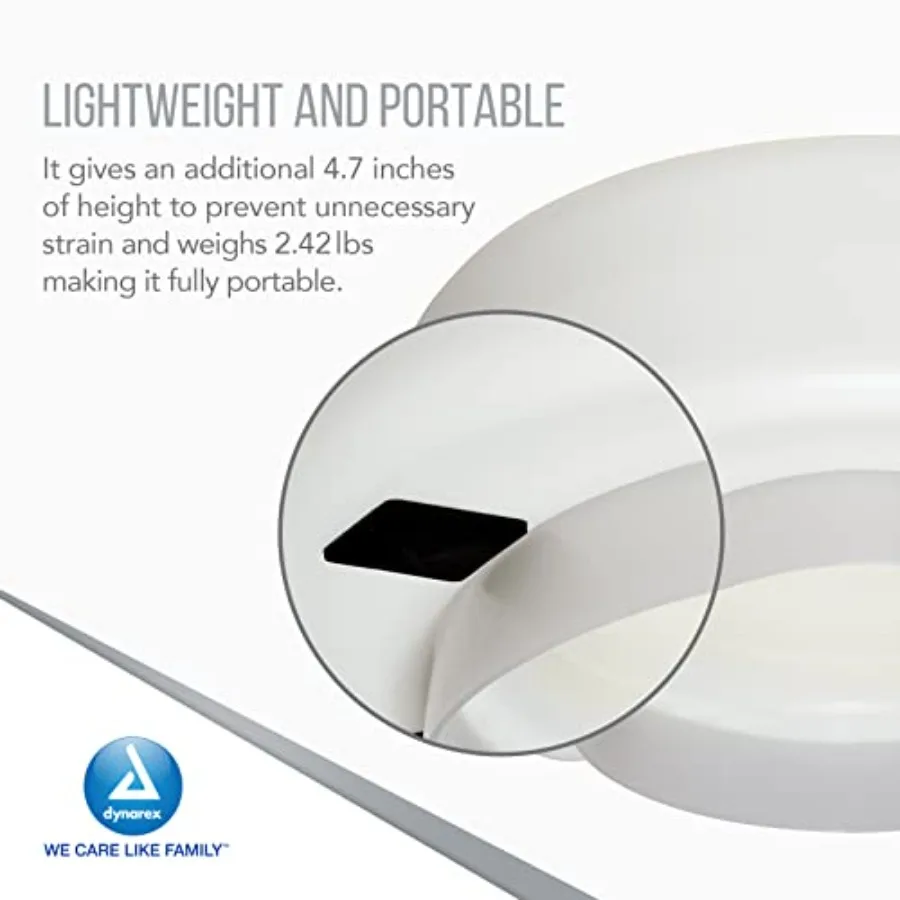 Dynarex Molded Raised Toilet Seat is a Lightweight Elevated Seat for Post-Surgery Patients or Having Difficulty Moving from Sta