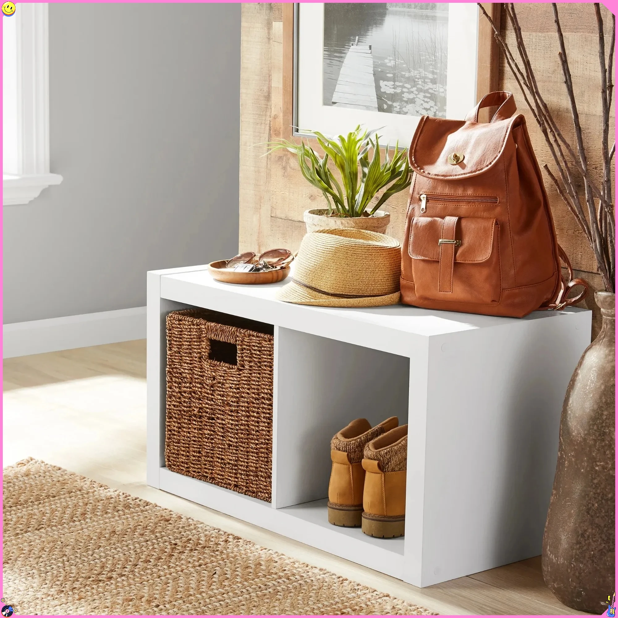 

White Texture 2-Cube Storage Organizer, Freestanding Shelf Unit for Bedroom, Living Room, Office & Entryway