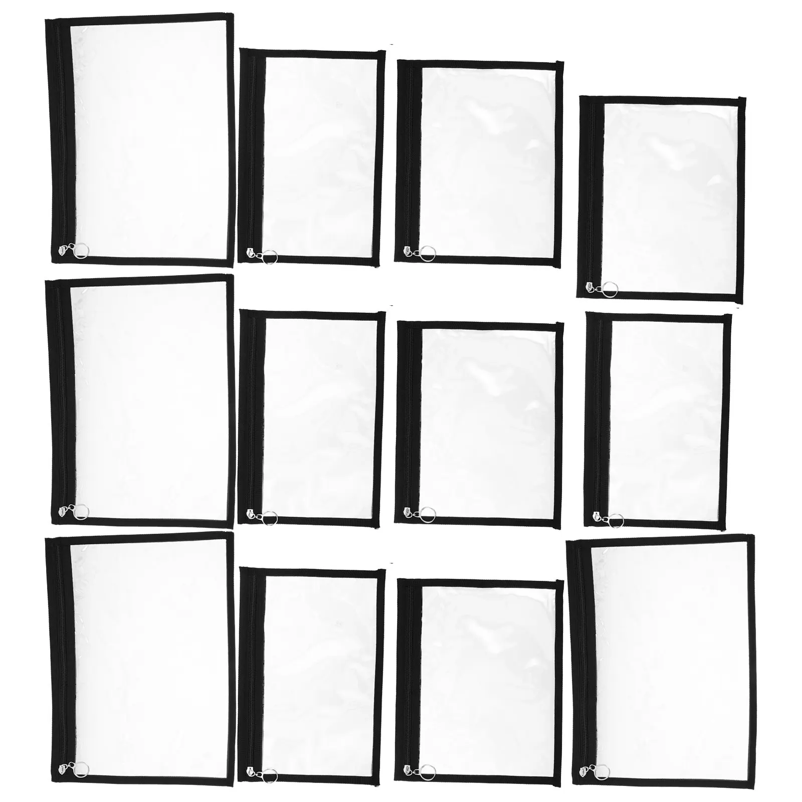 

12 шт. прозрачных сумок на молнии, прозрачная сумка для документов, водонепроницаемый органайзер из ПВХ, маленькая дорожная сумка для хранения школьных и офисных принадлежностей