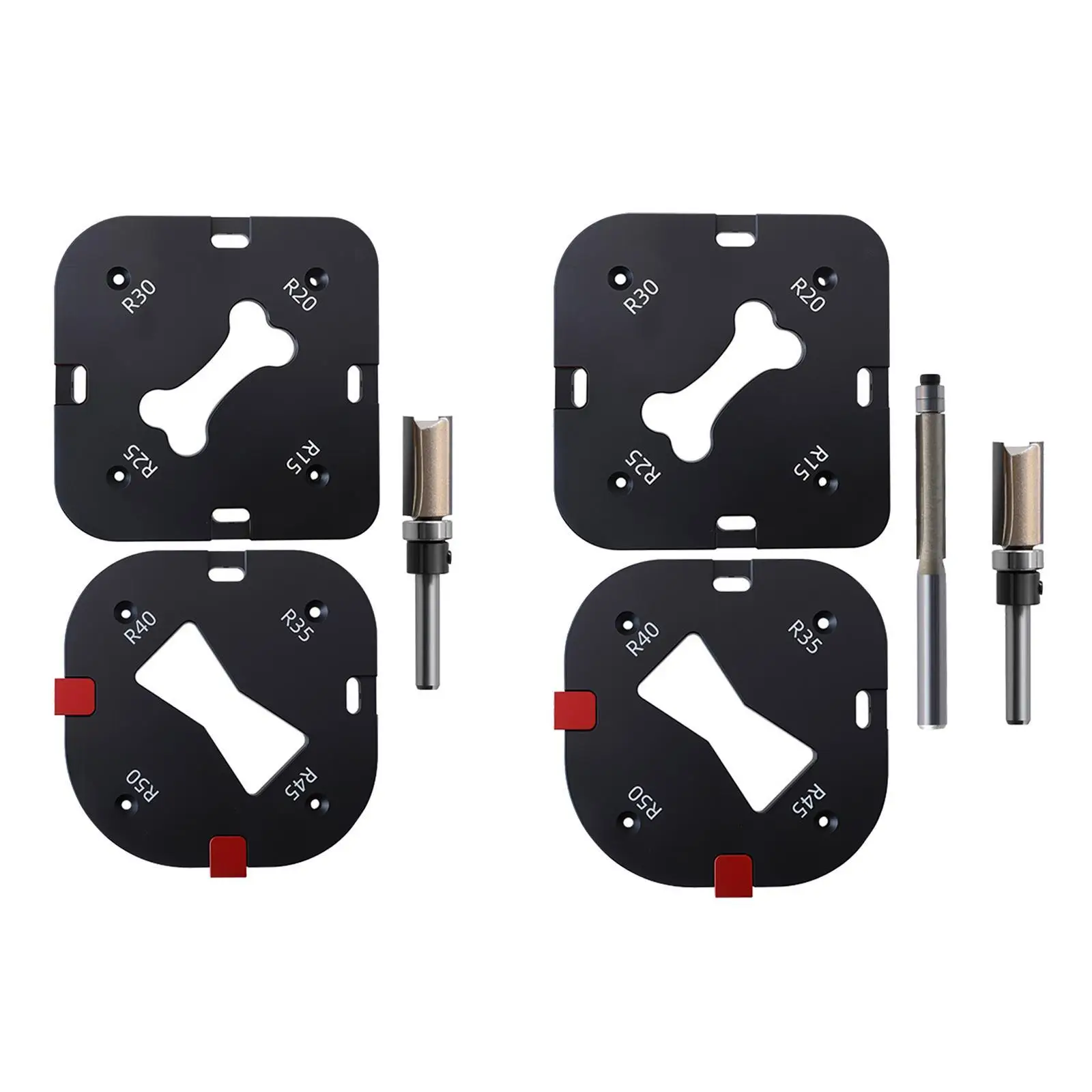 2x Radius Jig Router Templates Arcs Angle Positioning Template with Removable Clip Woodworking Round Corner Jig for Wood Milling