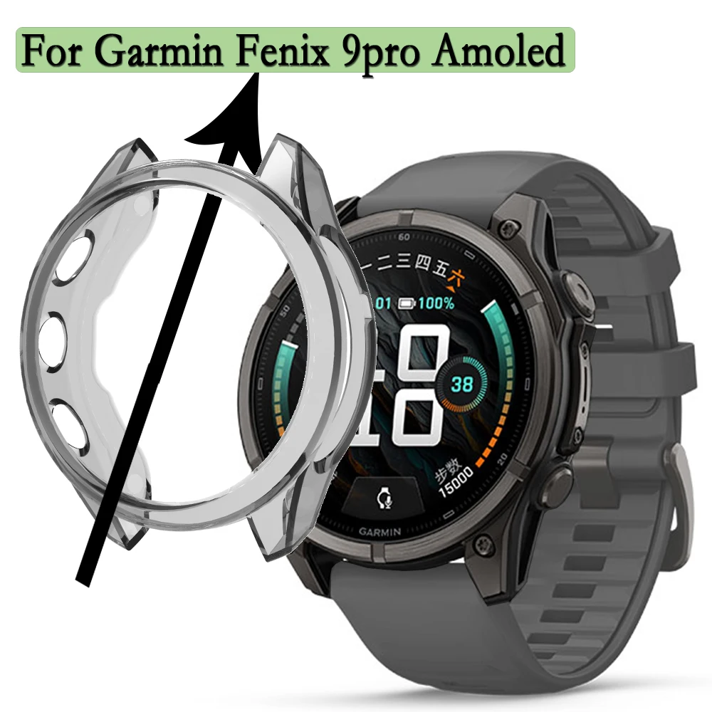 Hollow Cover For Garmin Fenix 9pro Amoled 43/47/51mm TPU Transparent Case Protective Screen Protector Frame Bumper Shell